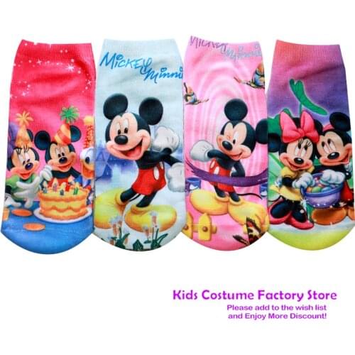 Hot 4pair Mickey anna elsa cars 3 Cotton Boys Girls Socks 3D princess Print Socks Kids Cartoon Children kids funny Socks