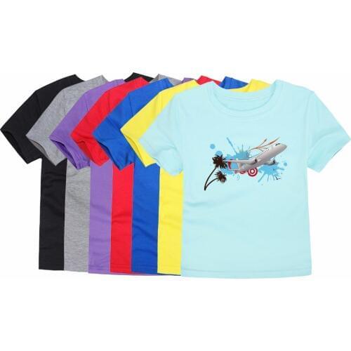 New Summer Childrens Clothes Cartoon Boys T-Shirts Cartoon Boys Girls Clothing Kids T Shirt Aircraft Airplane Tops 2-14Y