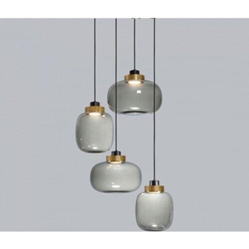Dinning Hanging Lamp Nordic Loft Industrial Smoke Gray Glass Pendant Lights Home Decor for Living Room Modern Led Light Fixtures