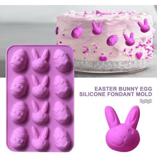 12 Cavity Easter Egg And Easter Series Bonus Baking Easter Candy Bunny Shape Silicone Cake Chocolate Mold Fondant Cook