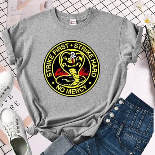 Strike First Strike Hard No Mercy T-Shirt Korean Style T-Shirts Hip Hop Brand T Shirt 2021 Summer Oversized Woman Tee Shirts