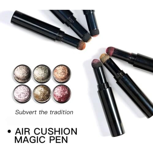 Portable Air Cushion Nail Powder Pen 6 Color Set-Holographic Nails Powder with Glitter Decor Mirror Effect Sponge Stick