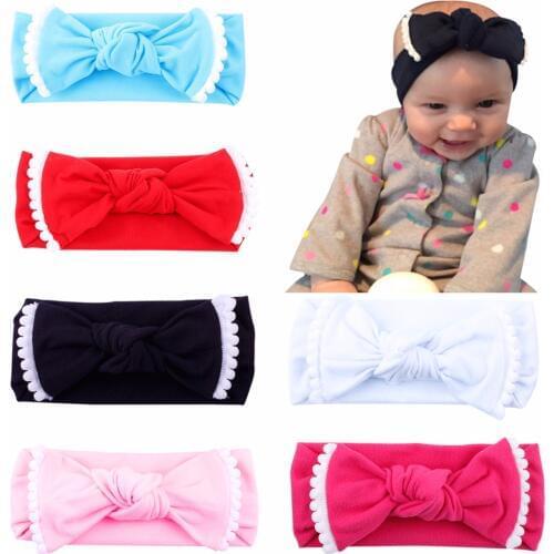 2018 Kawaii bowknot rabbit girls kids elastic hair head bands headband wrap accessories for children turban headwrap headdress
