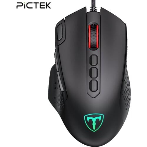 PICTEK 12000DPI Wired Gaming Mouse Gamer Ergonomic Mouse USB With RGB Backlit 10 Buttons For Windows Computer Mice PC257 model