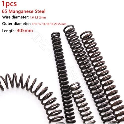 305mm Compression Spring 65 Mn Manganese Steel Pressure Spring Wire Dia 1.6 1.8 2mm Outer Dia 8 10 12 14 16 18 20 22mm