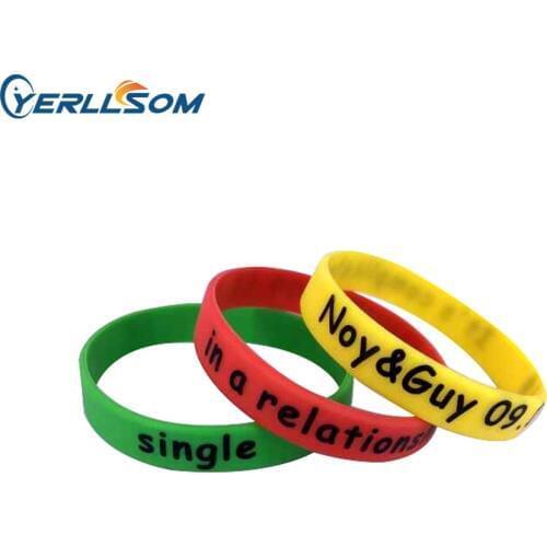 YERLLSOM 200pcs/Lot Free shipping custom 1color printed custom rubber bands silicone bracelets with personal logo Y20062901