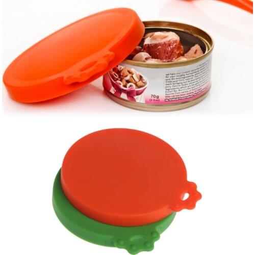 Pet Food Can Cover Silicone Dogs Cats Storage Tin Cap Lid Reusable Random Color