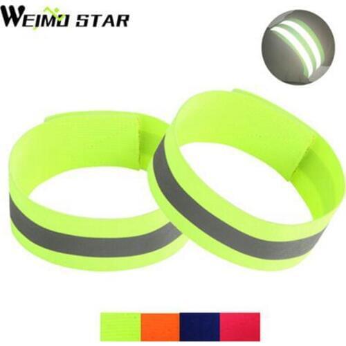 1 Pairs Weimostar Cycling Reflective Strip Warning Bike Safety Tape Outdoor Bicycle Bind Wristband Pants Band Leg Strap 4-Colors