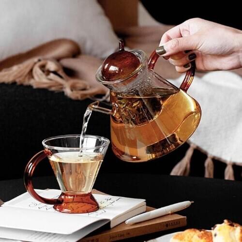 500ml Heat-resistant Glass Teapot Coffee Milk Tea Cup Flower Puer Tea Kettle Chinese Kung Fu Tea Set Nordic Modern Coffee Pot