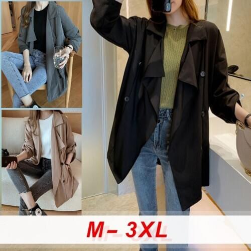 Lapel Solid Coats Trench Women Trendy Elegant Simple Double Breasted Office Lady Long Windbreaker Chic Leisure Feminino Overcoat