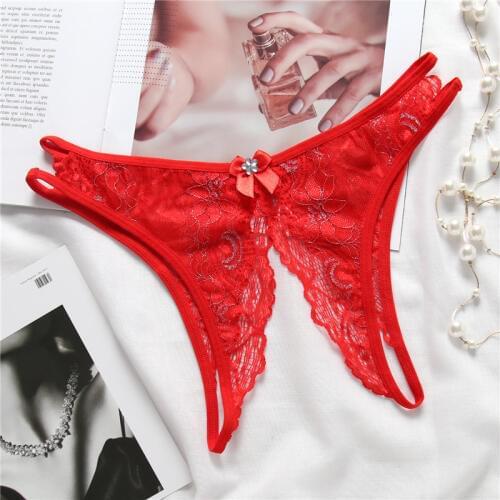 Luckymily Womens Underwear Lingerie Hot Erotic Sexy Panties Lace Underwear Crotchless Underpants Sex Wear Briefs With Bow Front