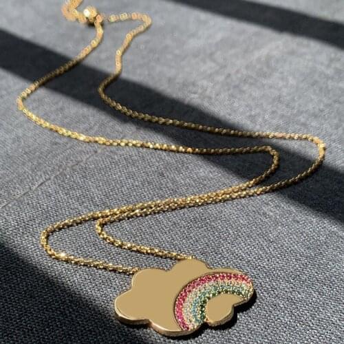 UMGODLY Fashion Brand Necklace Gold Color Rainbow Cloud Pendant Adjustable Necklace Women Girls Party Brand Jewelry Gift
