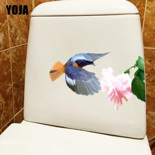 YOJA 22.6*14CM Flying Birds And Flowers Creative Home Wall Stickers Mural Toilet Seat Decoration T1-0501
