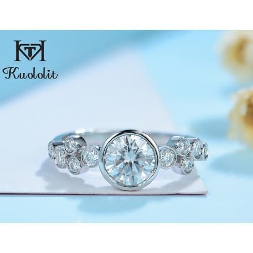 Kuololit 585 10K 14K White Yellow Rose Gold Ring For women Lady Moissanite ring for Engagement Anniversary Eternal Fine Jewelry