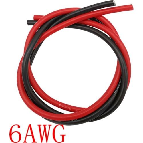 1Meter Red+1Meter Black Heatproof Soft Silicone Wire 6AWG 6 Gauge Premium Extra Flexible Silicone Wire Cale