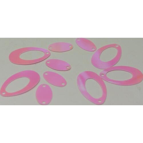 1000 Pink AB Flat Hollow Oval Loose sequins Paillettes 14X22mm Top Hole