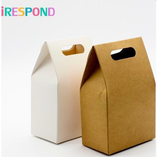 20PCS Gift Bag Kraft Candy Box Packaging Kids Brown White Small Cookie Tea Gift Paper Packing Box birthday Cardboard Wrapping