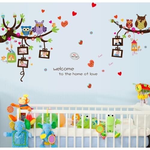 3d DIY Owls Tree Photo frame Wall Sticker For Kids Room Wallpaper Sticker Art Decor Mural Kids Child Room Decal Home decoration