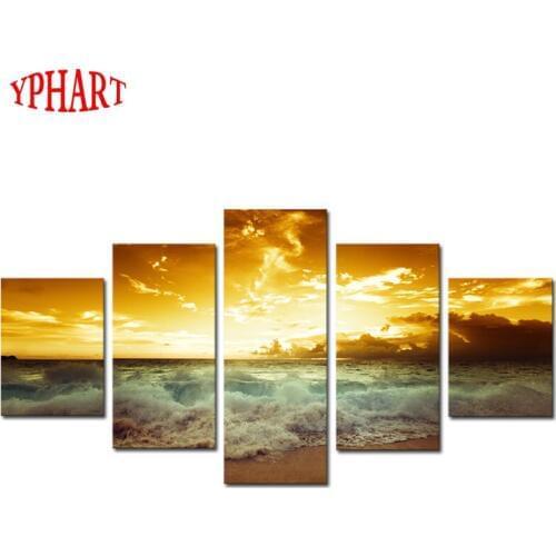5 Panels Sunset and ocean Scenery Canvas Print Painting Modern Canvas Wall Art for Wall Pcture Home Decor Artwork