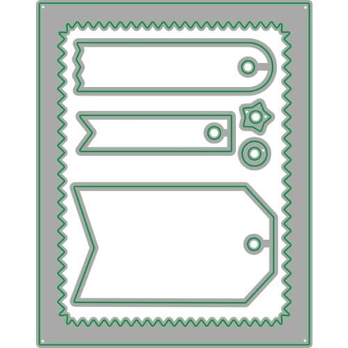 AliliArts Metal Cutting Dies Zig Zag Frame & Tag diy Scrapbooking Photo Album Decorative Embossing PaperCard Crafts Die