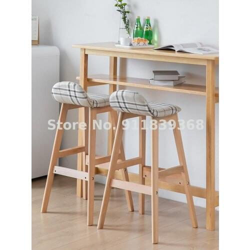 Solid Wood Bar Chair Modern Simple Stool Bar Chair High Footed Stool Bar Table Chair Front Desk Chair