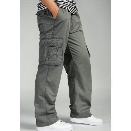 New Mens Pants Spring Summer Leisure Loose Overall Overalls Cotton Plus Size High Waist Cargo Pants Man Trousers