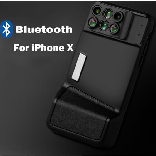 Bluetooth Phone Case 5 in 1 Phone Lens Case Kit for iPhone X 20X Super Macro Lens CPL Fisheye Telephoto Lens for iPhone 7 8 Plus
