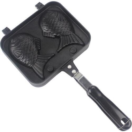 Taiyaki Double Fish Shaped Hot Dessert Waffle Cake Maker Pan Japanese Pancake Double Pan Fry Pan