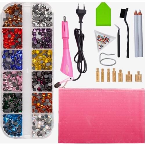 Hot Sale 2000pcs Flatback Hot Fix Rhinestones/Iron-on Wand Strass Hotfix Applicator/Crystal Glass Hot Fix Rhinestone Set Diamons