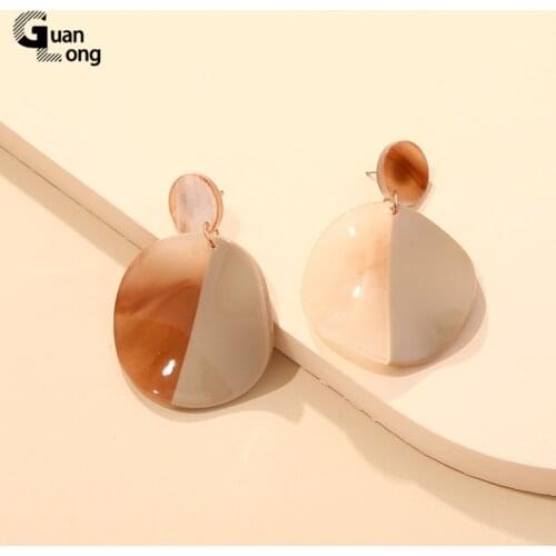 GuanLong 2021 Korean Acrylic Long Dangling Earrings Women Resin Big Geometric Drop Earring Vintage Large Fashion Brincos Girls