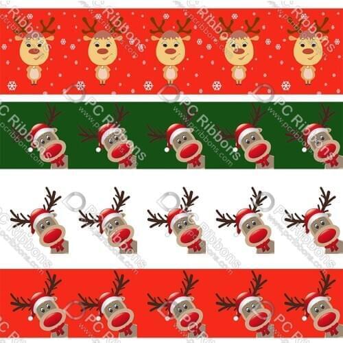 Custom cartoon Christmas printed grosgrain ribbon fold over elastic printing ribbons DIY hair accessories band 50 yards