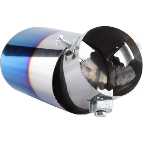 Chrome Blue Stainless Steel Car Curved Exhaust Pipe Rear Muffler Tip Tail Throat Universal for most cars with 5.3-3.8cm diameter