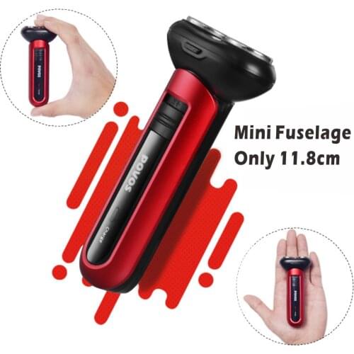 Mini Portable POVOS Electric Pocket Shavers For Men Outdoor Shaving Machine Double-Ring Blade USB Rechargeable Beard Razor