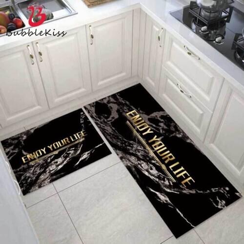 Bubble Kiss Kitchen Floor Mat Modern Non-Slip Wear-Resistant Door Mat Absorbent Letters Pattern Kitchen Carpet Soft Bedside Rug