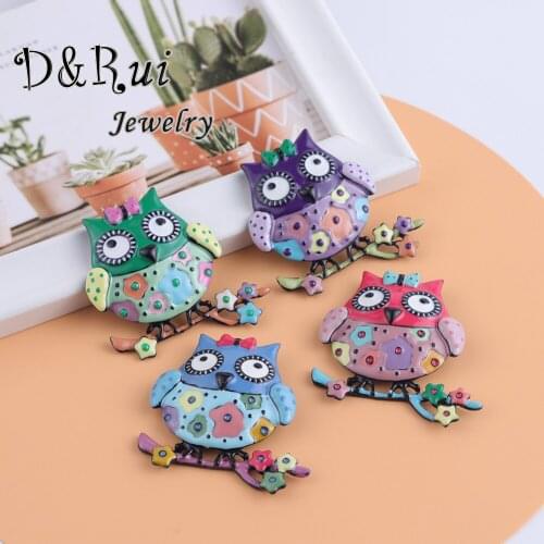 Hot Sell Colorful Owl Brooches For Women Girls Gift Vintage Enamel Bird Branch Pins Corsage Clips For Dress Decoration Jewelry