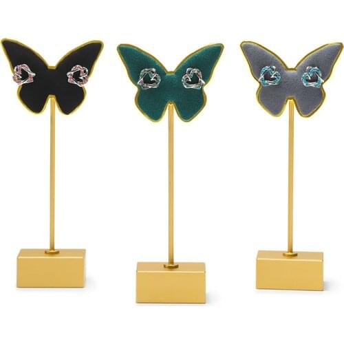 Colorful Butterfly-Shaped Metal Earring Display Stand Microfiber Earring Ear Clip Holder Jewelry Display Organizer Stand Hanger