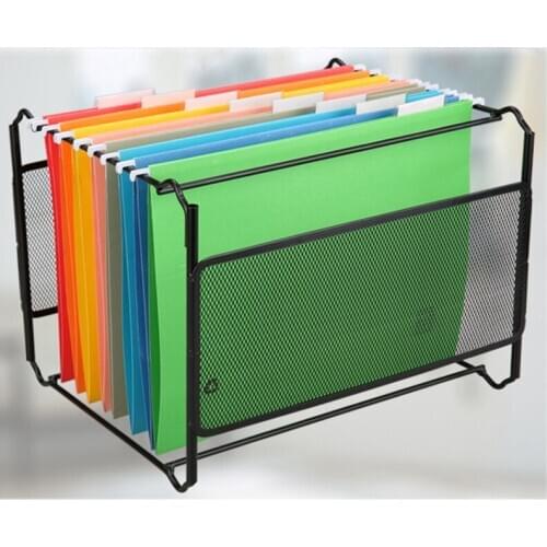 A4 Mesh Metal File Organizer Box Hanging File Folder Box Desk Storage Holder Shelf Holder Storage for Office Home