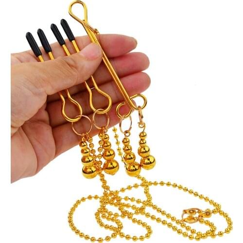 Metal Golden Nipple Clamp Ball Pendant With Chain Torture Play Nipple Clips Sucker Couples Adult Games BDSM Sex Toy For Women