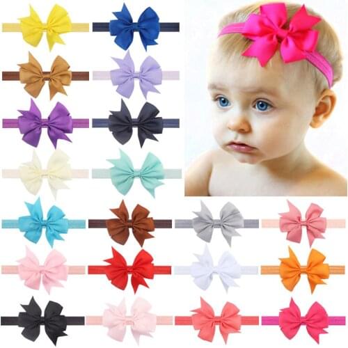 3 Inch Fashion Solid Color Elastic Band Cute Bow headband For Kids Chiffon Bowknot Headbands Hair Accessories 567
