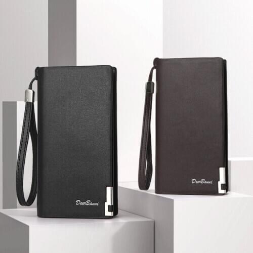 Luxury Brand Business Men Long Wallet Coin Purse Zipper Clutch Bag Multi-card Position Large Capacity Clutch Thin Leather Wallet