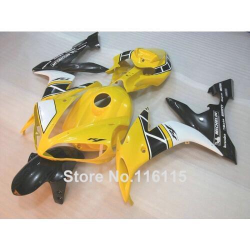 Injection molding high quality fairings set for YAMAHA YZF R1 2004 2005 2006 black white yellow fairing kit YZF-R1 04 05 06 SK55
