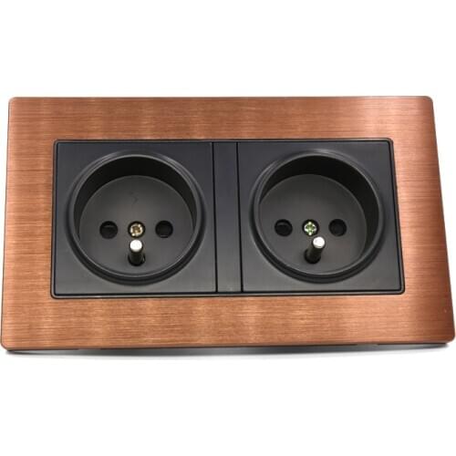 Free shipping ONE FT-SWS Double Rhodium Schuko Wall Socket with 24K gold plated Phosphor Bronze