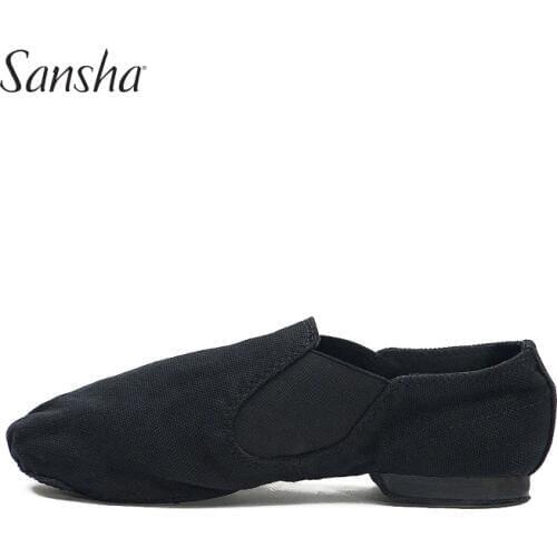 Sansha Unisex Lace Up Jazz Shoes With Neoprene Durable Canvas Suede Split-sole Women Men Girls Modern Jazz Dance Shoes JS33C