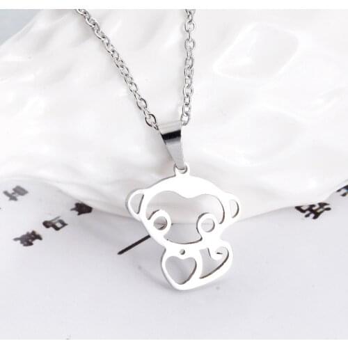 1Pc Fashion New Stainless Steel Necklace,Naughty Monkey Pendant Vegan Chokers Necklaces For Women Kids Lucky Gift