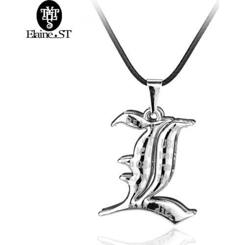 Wholesale Japan Anime Death Note Necklace&Pendant Letter L 2 Rows Personality Vintage New Accessories Gift Death Note Necklace