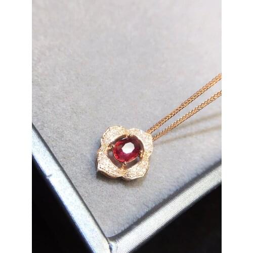 Ruby Necklace 0.51ct Fine Jewelry Real 18 K Gold Jewel 100% Natural Pigeon Blood Red Ruby Gemstones Pendants for Women Necklace