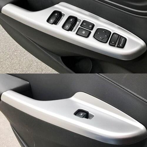 Car Window Lift Door Panel For Hyundai Kona Kauai Encino 2019 2018 ABS Chrome Auto Glass Button Switch Accessories