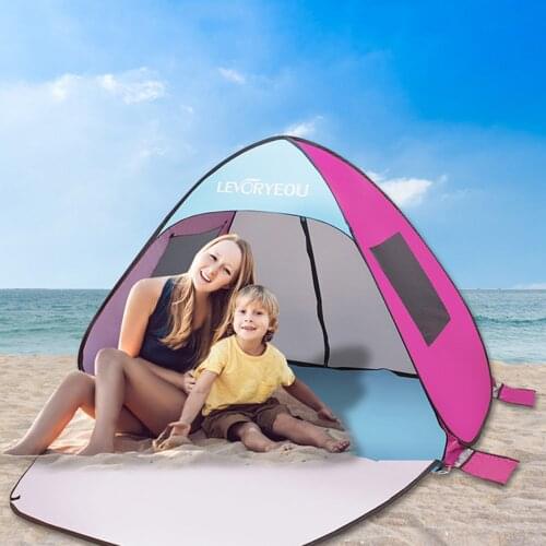 Beach Tent Pop Up Sun Shelter Tent Easy Setup Outdoor Travel Tent 190T Waterproof Silver Coated Polyester Cloth Camping Tent
