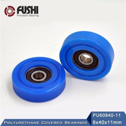 PU 608 Polyurethane Covered Bearing 8*40*11 mm ( 2 Pcs ) Shaft 8mm PU60840-11 Urethane Cover PU608 Bearings