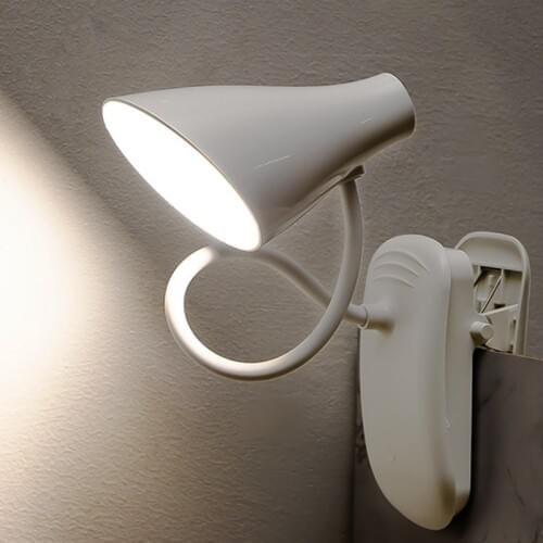 Portable LED Desk Lamp Clip USB Powered Flexible Gooseneck Table Lamp Rechargeable Eye Protection Flicker Free Dimmable Light